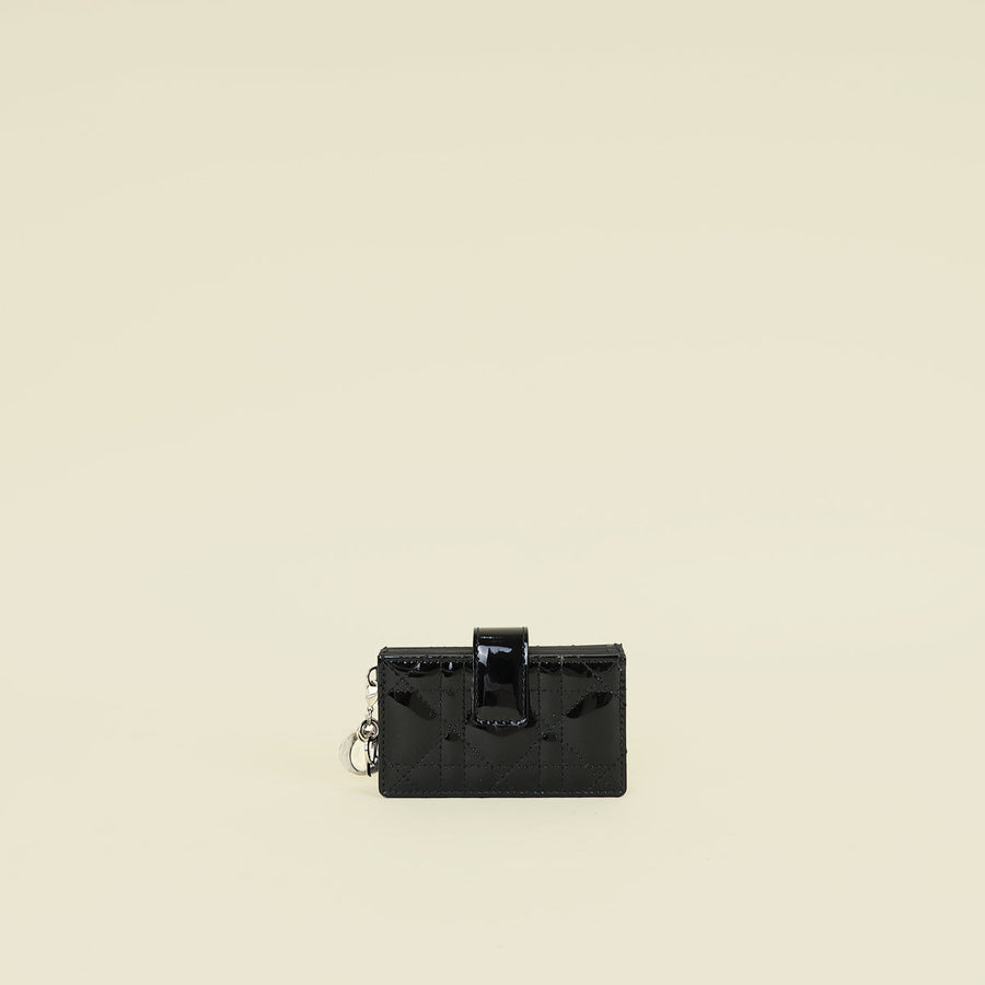 Christian Dior Black Lady Dior 5 Gusset Card Holder