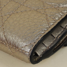 Christian Dior Metallic Champaigne Cannage Lady Dior French Wallet