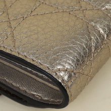 Christian Dior Metallic Champaigne Cannage Lady Dior French Wallet