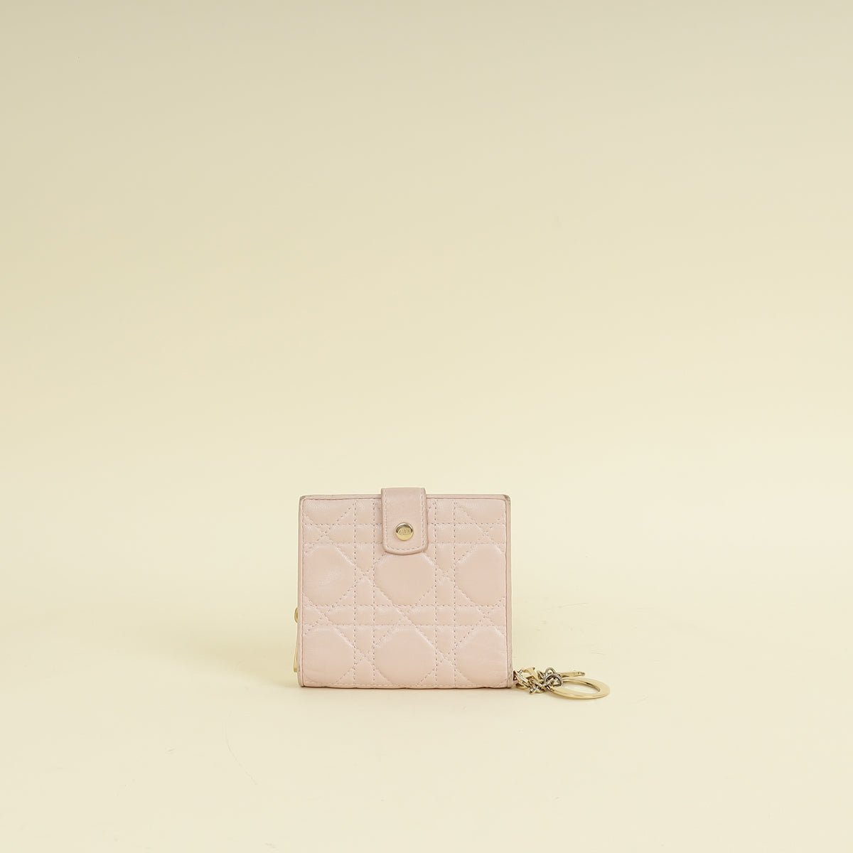 Christian Dior Light Pink Cannage Lady Dior French Wallet