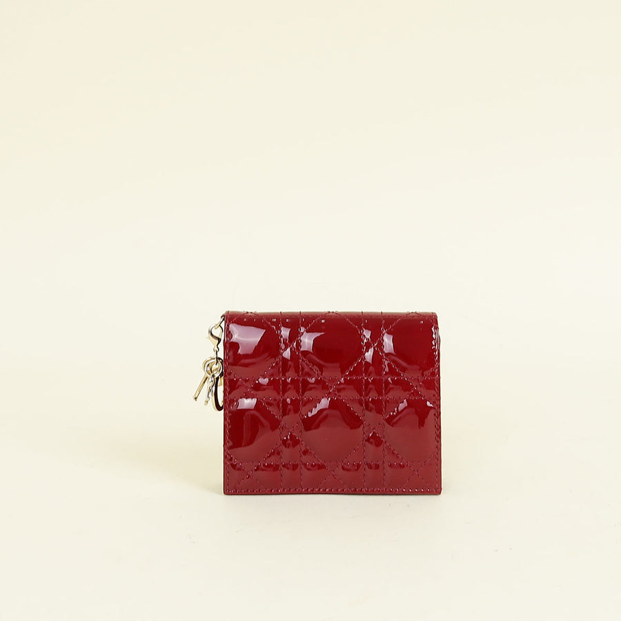 Christian Dior Cherry Red Mini Lady Dior Gardenia Wallet