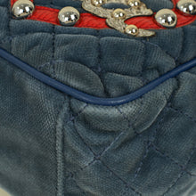 Dolce & Gabbana Blue Lucia Velvet Embellished Flap Bag