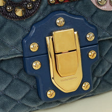 Dolce & Gabbana Blue Lucia Velvet Embellished Flap Bag