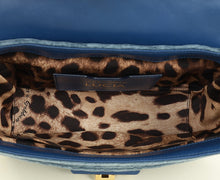 Dolce & Gabbana Blue Lucia Velvet Embellished Flap Bag