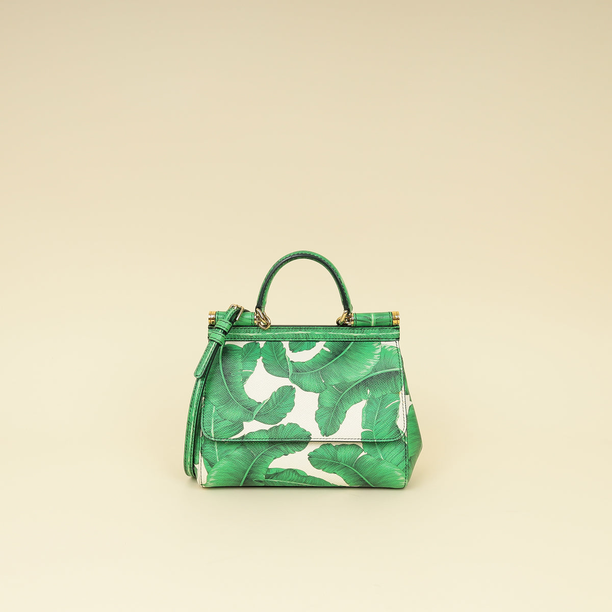 Dolce & Gabbana Bicolor Banana Leaf Print Miss Sicily Small Bag