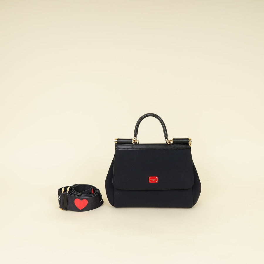 Dolce & Gabbana Black Neoprene Sicily Small Bag