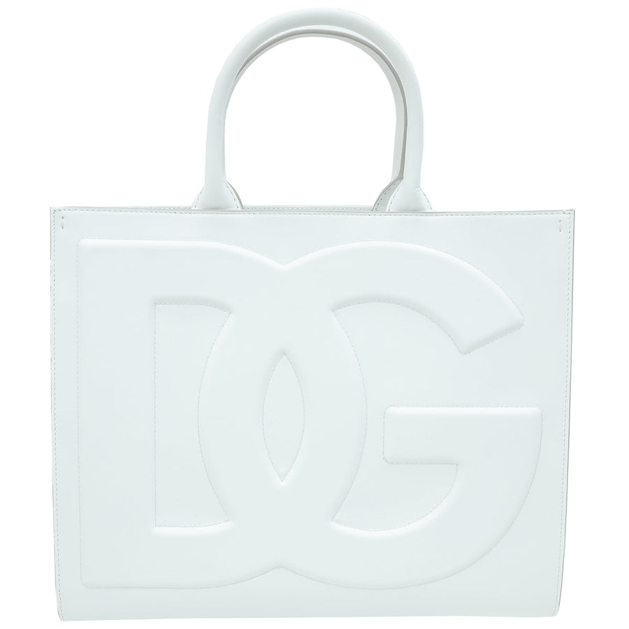 Dolce & Gabbana White Daily Logo Medium Tote Bag