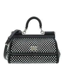 Dolce & Gabbana Black Sicily Crystal Embellished Top Handle Small Bag
