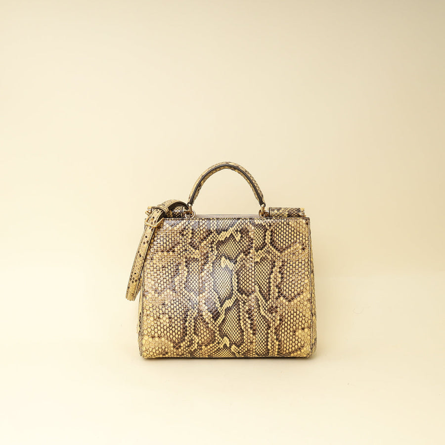Dolce & Gabbana Beige Python Sicily Shopper Bag