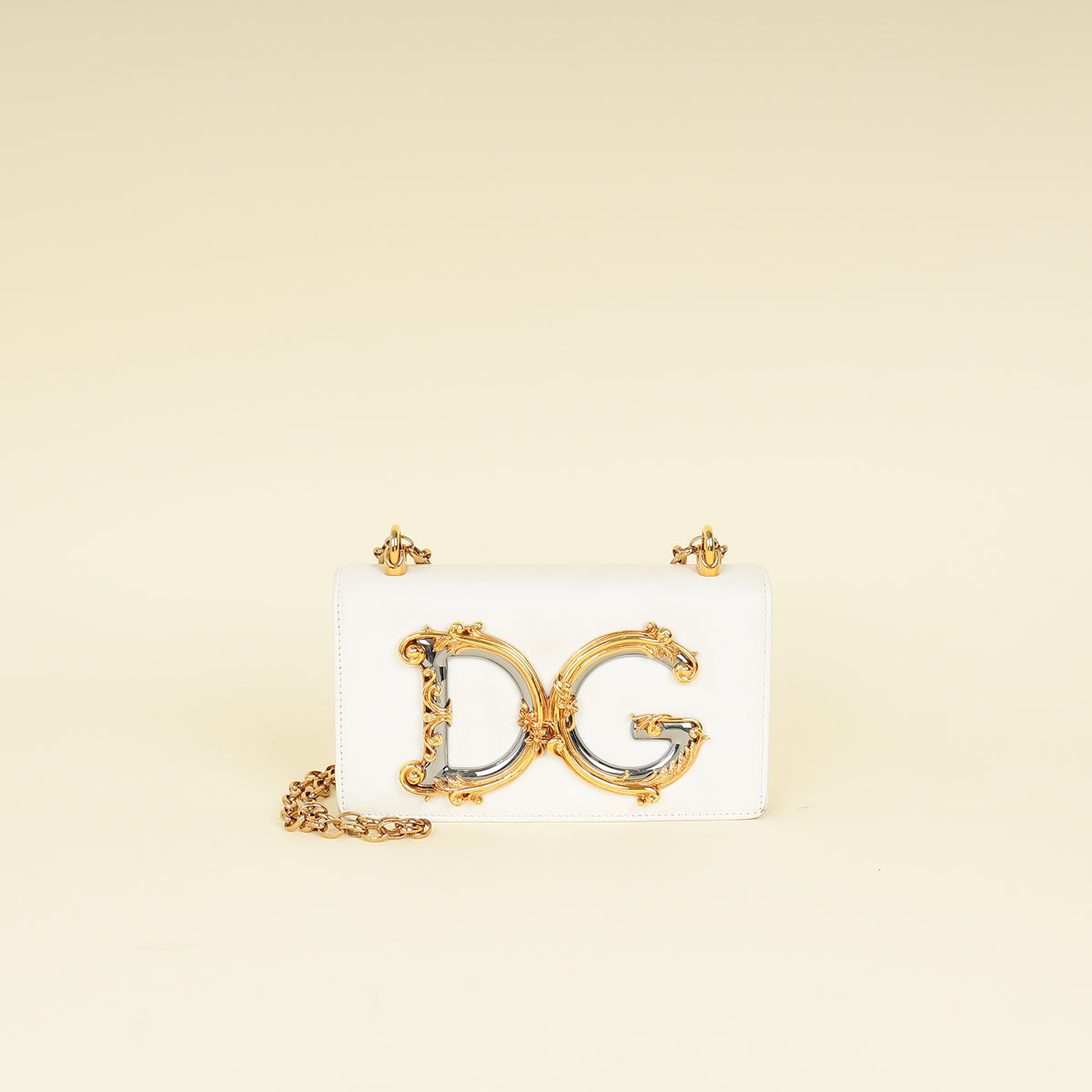 Dolce & Gabbana White DG Girl Phone Chain Bag