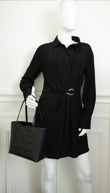 Dolce & Gabbana Black Small DG Logo Shopper Tote Bag