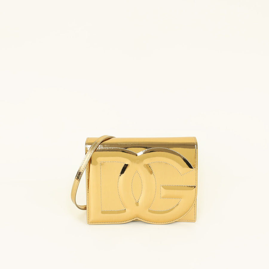Dolce & Gabbana Metallic Gold DG Logo FLap Crossbody Bag