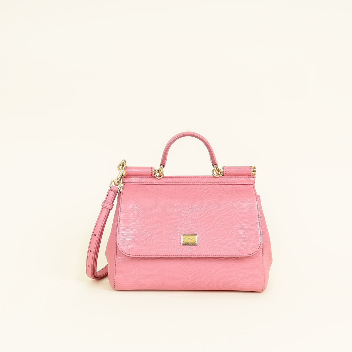 Dolce & Gabbana Pink Iguana Print Sicily Medium Bag