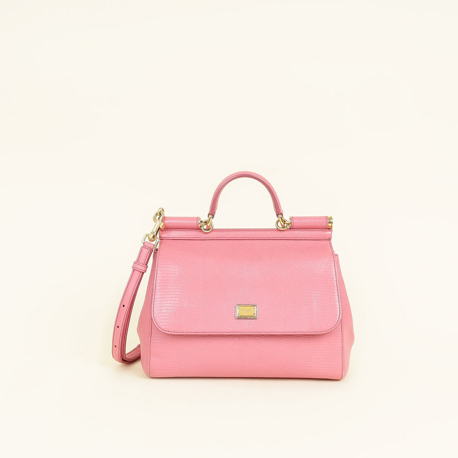 Dolce & Gabbana Pink Iguana Print Sicily Medium Bag