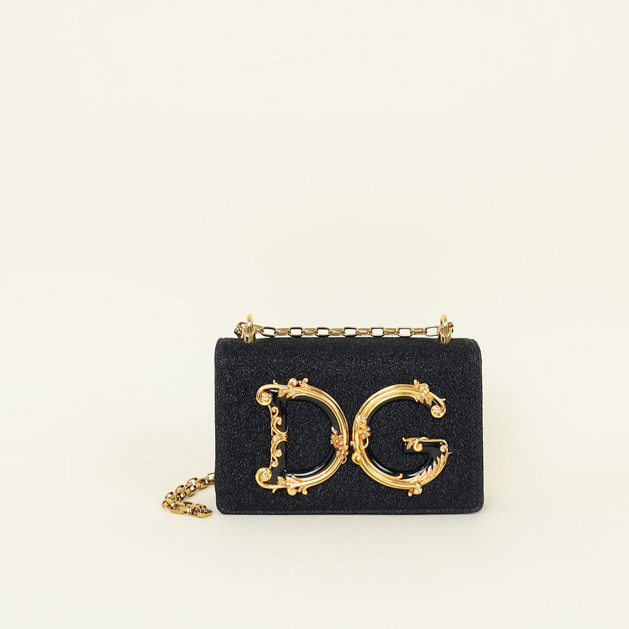 Dolce & Gabbana Black DG Grils Flap Chain Shoulder Bag