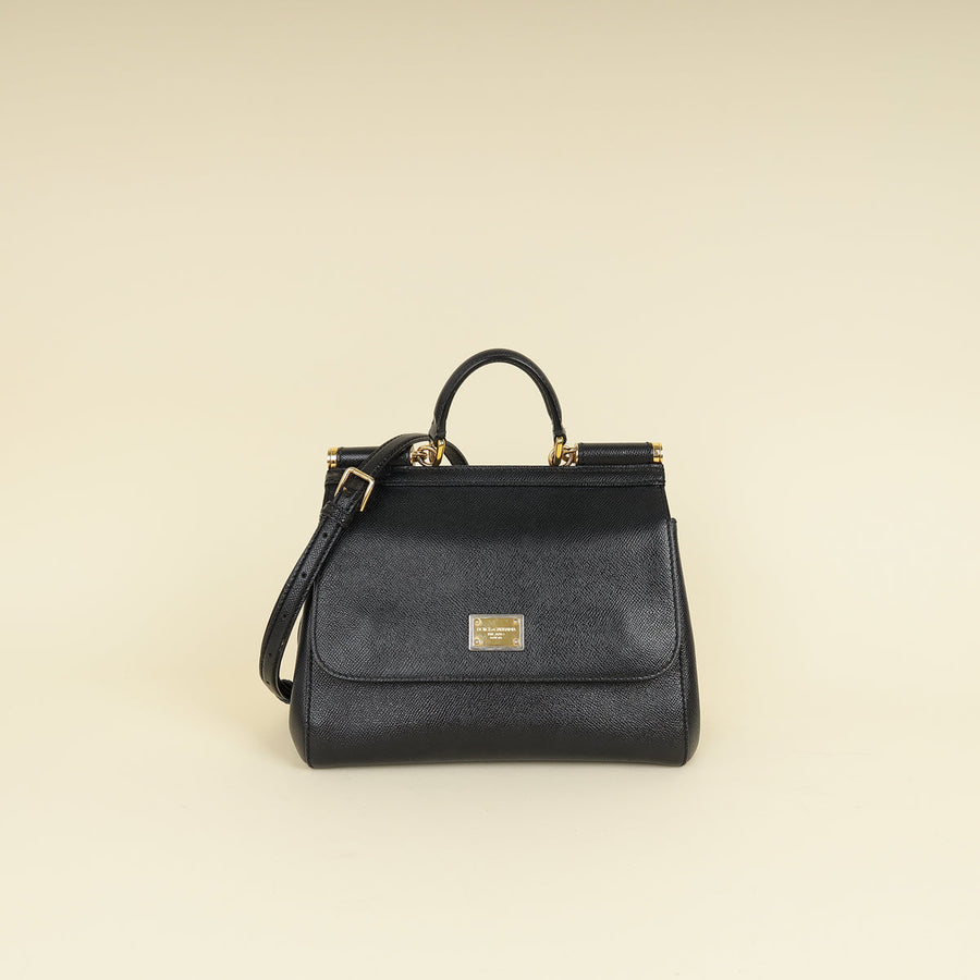 Dolce & Gabbana Black Dauphine Sicily Medium Bag