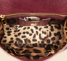 Dolce & Gabbana Burgundy Sicily Iguana Print Medium Bag