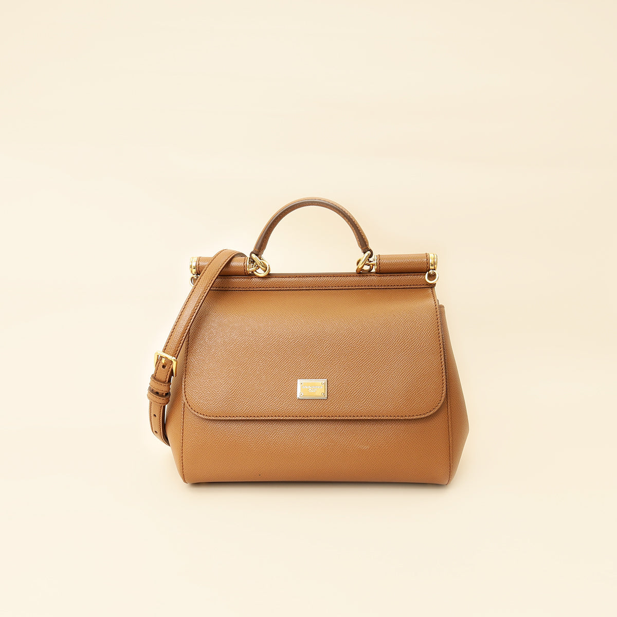 Dolce & Gabbana Brown Sicily Dauphine Medium Flap Bag