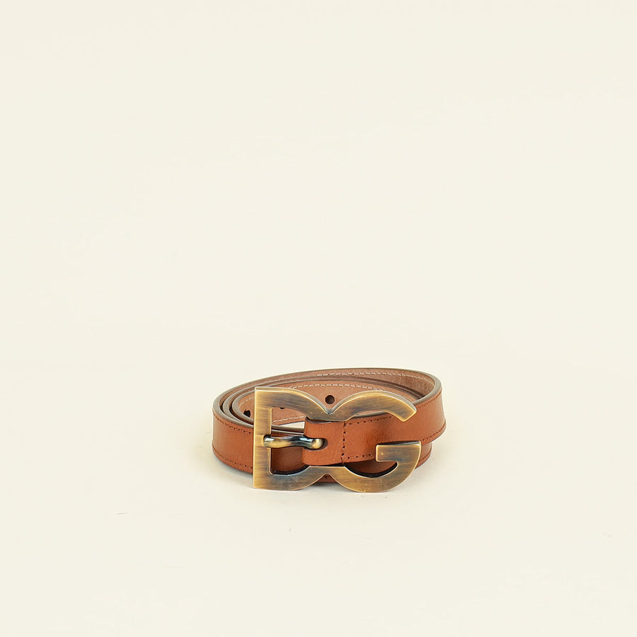 Dolce & Gabbana Brown Tan DG Buckle Belt 30