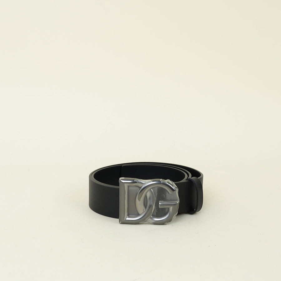 Dolce & Gabbana Black Crossover DG Buckle Belt 38