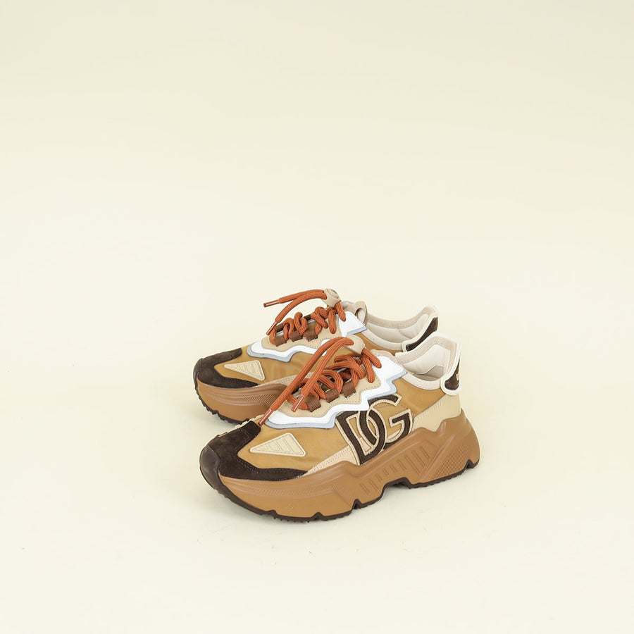 Dolce & Gabbana Brown Multicolor DG Logo Daymaster Sneakers 36
