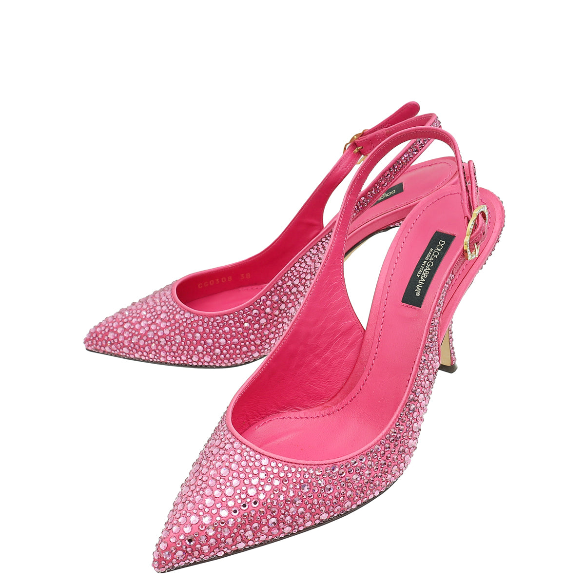 Dolce & Gabbana Pink Slingback Crystal Pumps 38