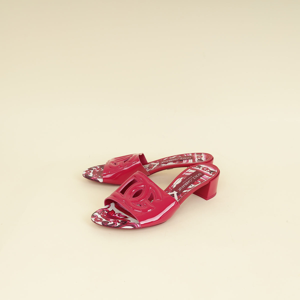 Dolce & Gabbana Fuchsia DG Logo Bianca Mules 38
