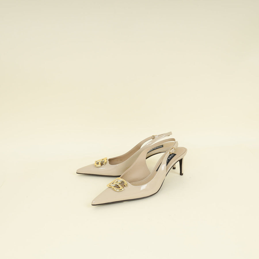 Dolce & Gabbana Beige Lollo 60 Slingback Pumps 38