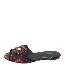 Dolce & Gabbana Multicolor Bellucci Embellished Flat Sandal 39Printed Canvas