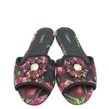 Dolce & Gabbana Multicolor Bellucci Embellished Flat Sandal 39Printed Canvas