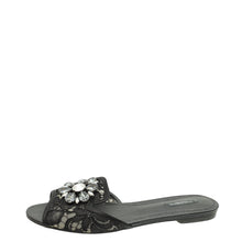 Dolce & Gabbana Black Bellucci Embellished Flat Sandals 40.5