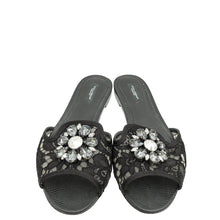 Dolce & Gabbana Black Bellucci Embellished Flat Sandals 40.5