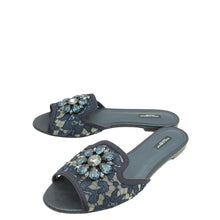 Dolce & Gabbana Indigo Blue Bellucci Embellished Flat Sandals 41