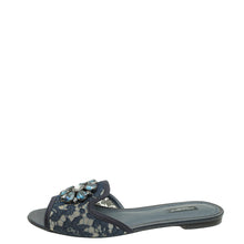Dolce & Gabbana Indigo Blue Bellucci Embellished Flat Sandals 41