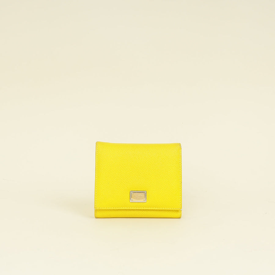Dolce & Gabbana Yellow Trifold Small Wallet