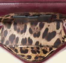Dolce & Gabbana Burgundy Iguana Print Sicily Small Bag