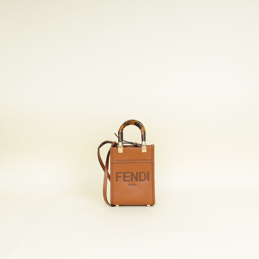 Fendi Brown Mini Sunshine Shopper Bag