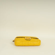 Fendi Yellow FF Embossed Baguette Medium Bag