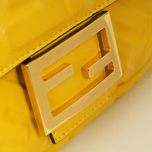 Fendi Yellow FF Embossed Baguette Medium Bag
