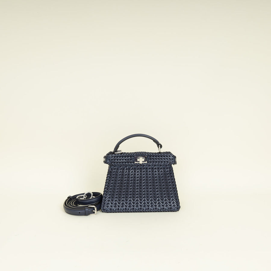 Fendi Navy Blue Peekaboo ISEEU Petite Interlaced Bag