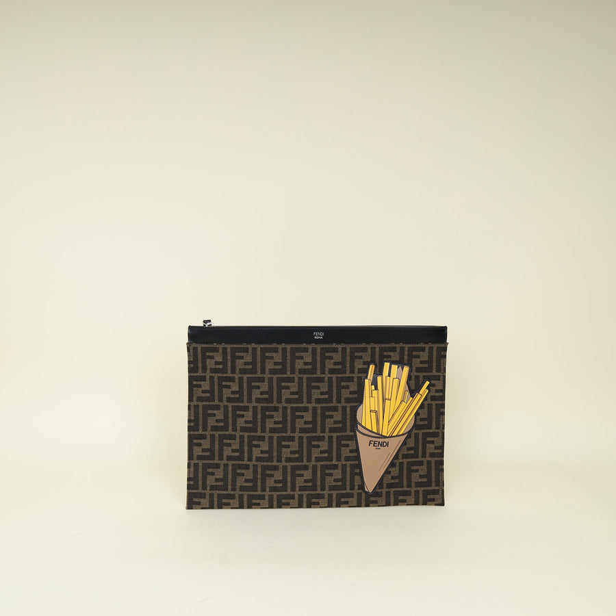 Fendi Bicolor Zucca Fendilicious Fries Large Zip Pouch