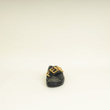 Vitello Black Fendigraphy Slide Sandals 38