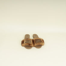 Fendi Brown Mink Fur FF Baguette Flat Slides 37