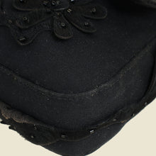 Fendi Black Pony Hair Flower Applique Baguette Bag