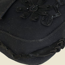 Fendi Black Pony Hair Flower Applique Baguette Bag