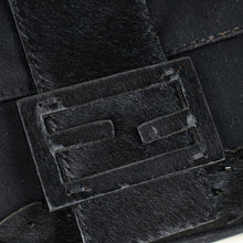 Fendi Black Pony Hair Flower Applique Baguette Bag