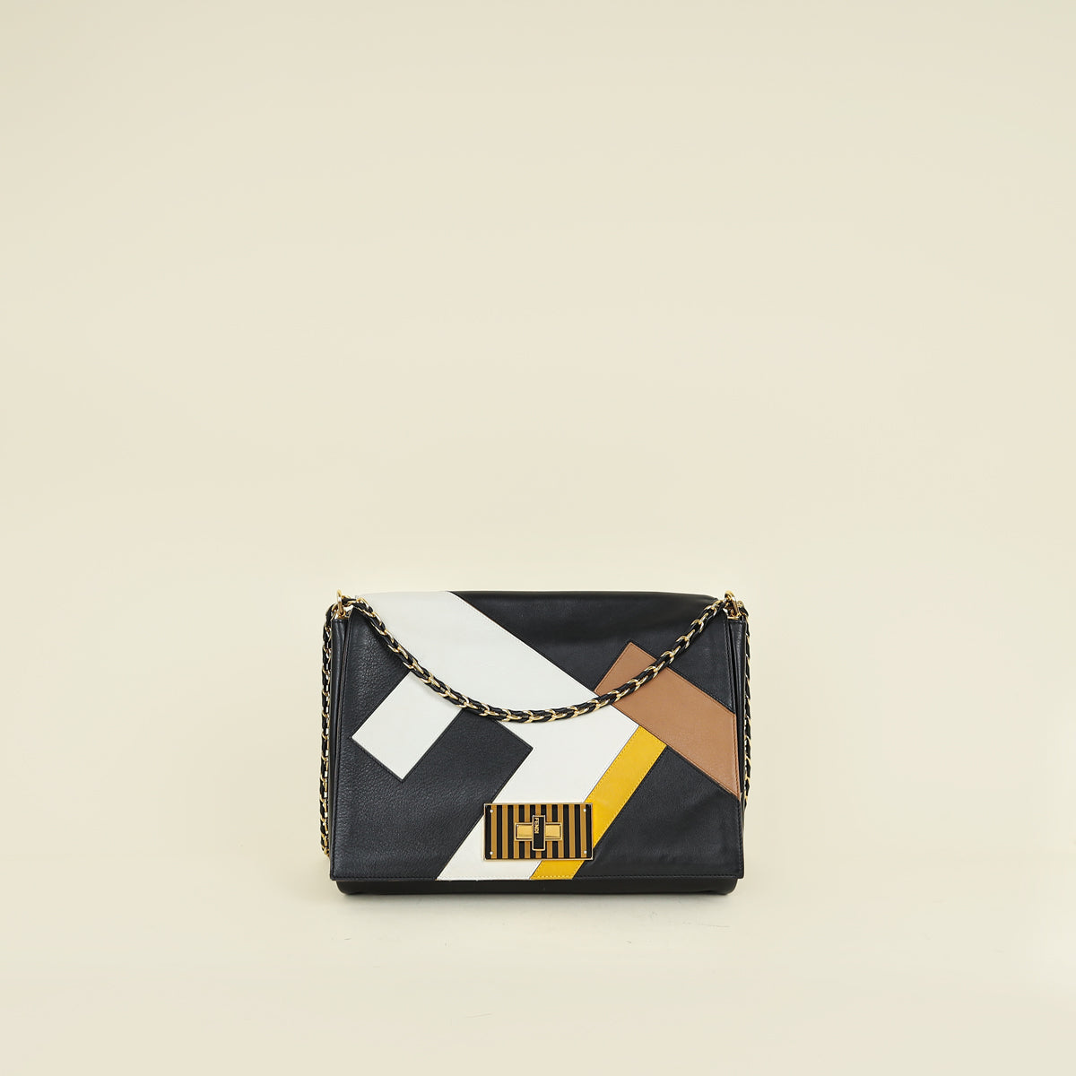Fendi Multicolor Claudia Flap Large Shoulder Bag