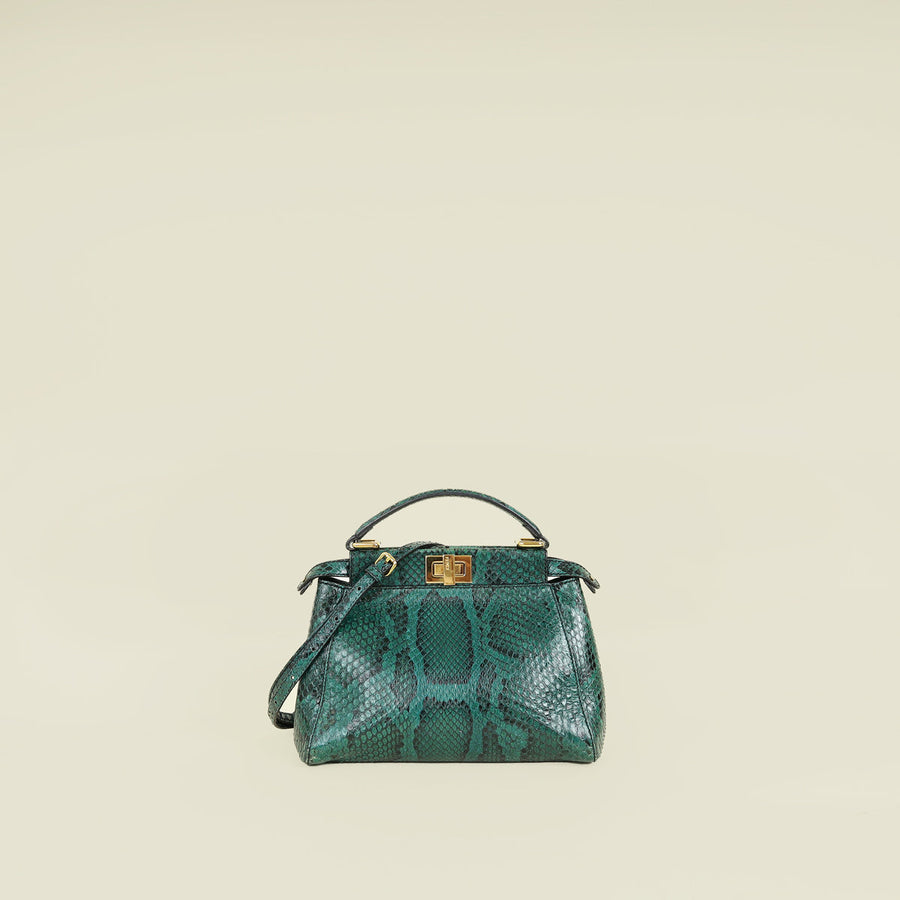 Fendi Green Python Peekaboo Mini Bag