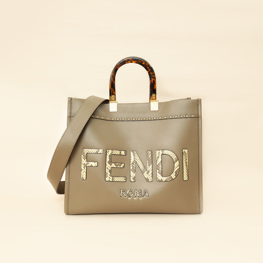 Fendi Etoupe Sunshine Medium and Elaphe Bag