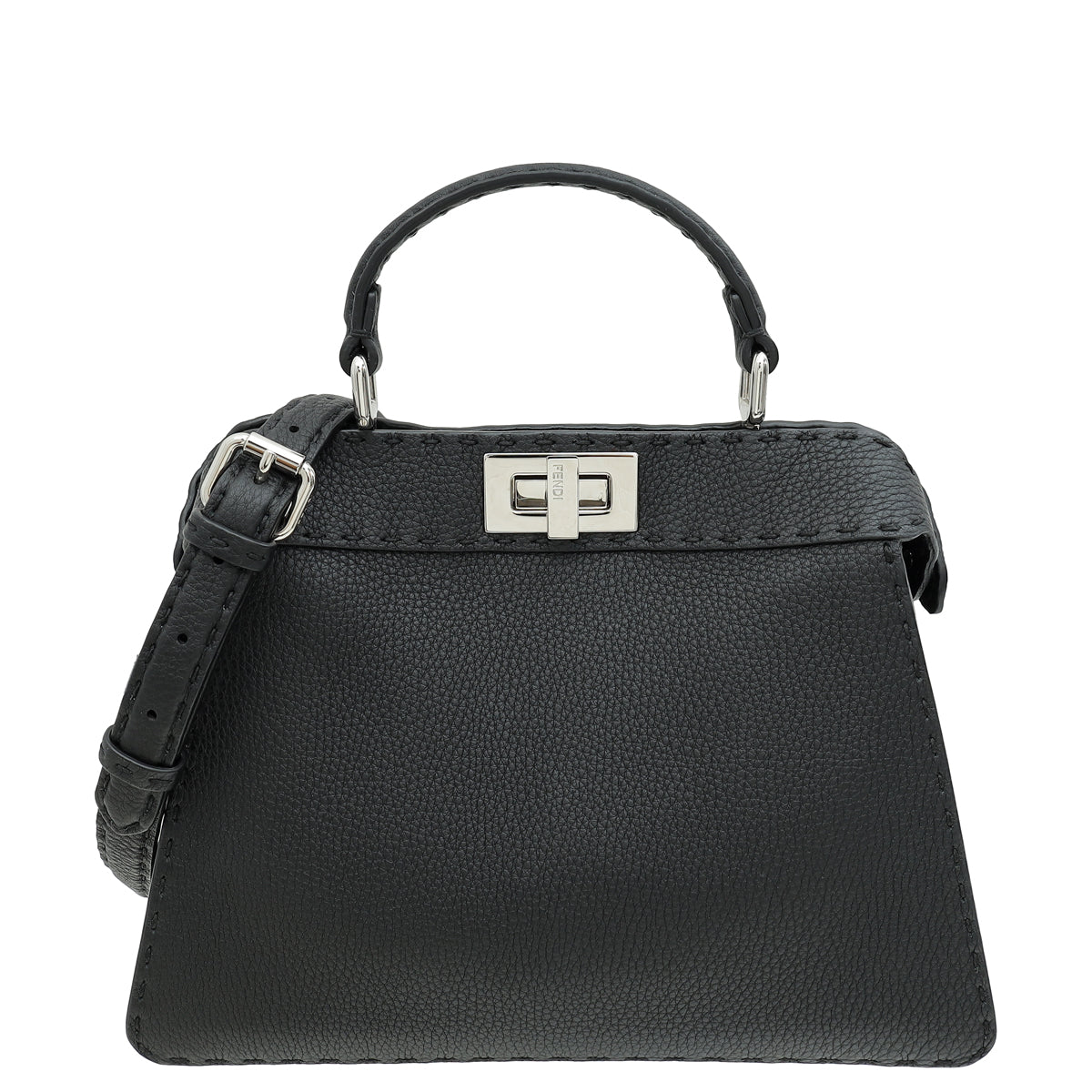 Fendi Black Cuoio Selleria Peekaboo ISeeU Small Bag